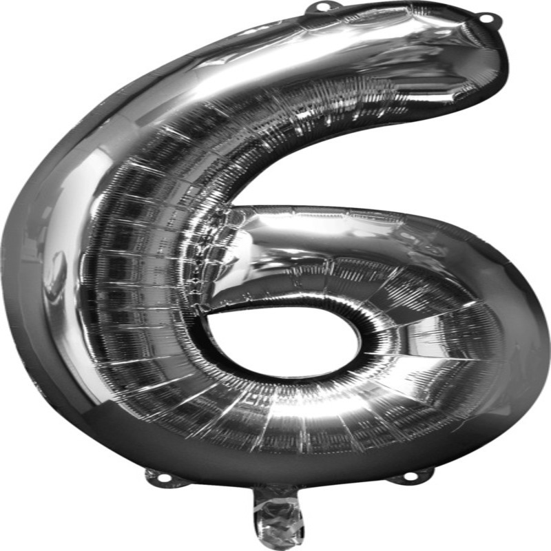 NUMERO 6 DE 34" COLOR PLATA