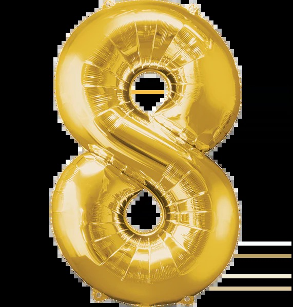 NUMERO 8 DE 34" COLOR DORADO