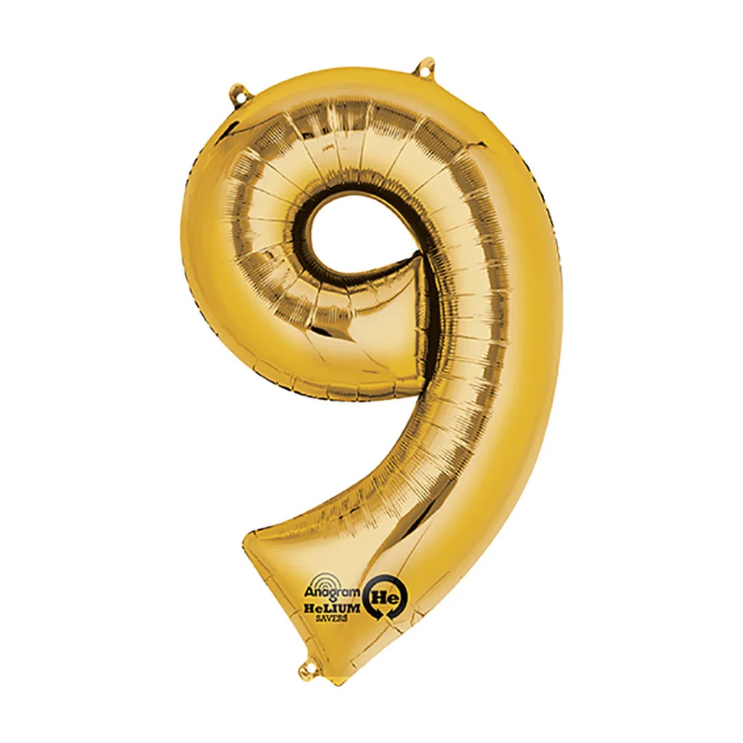 NUMERO 9 DE 34" COLOR DORADO