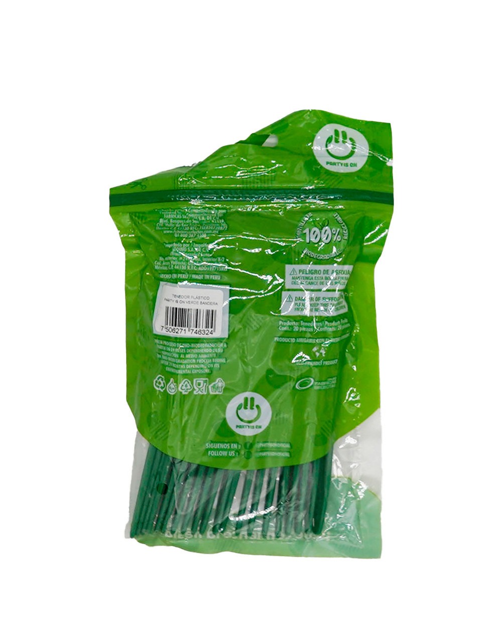 TENEDOR GRANMARK COLOR VERDE BANDERA C/20 PZAS