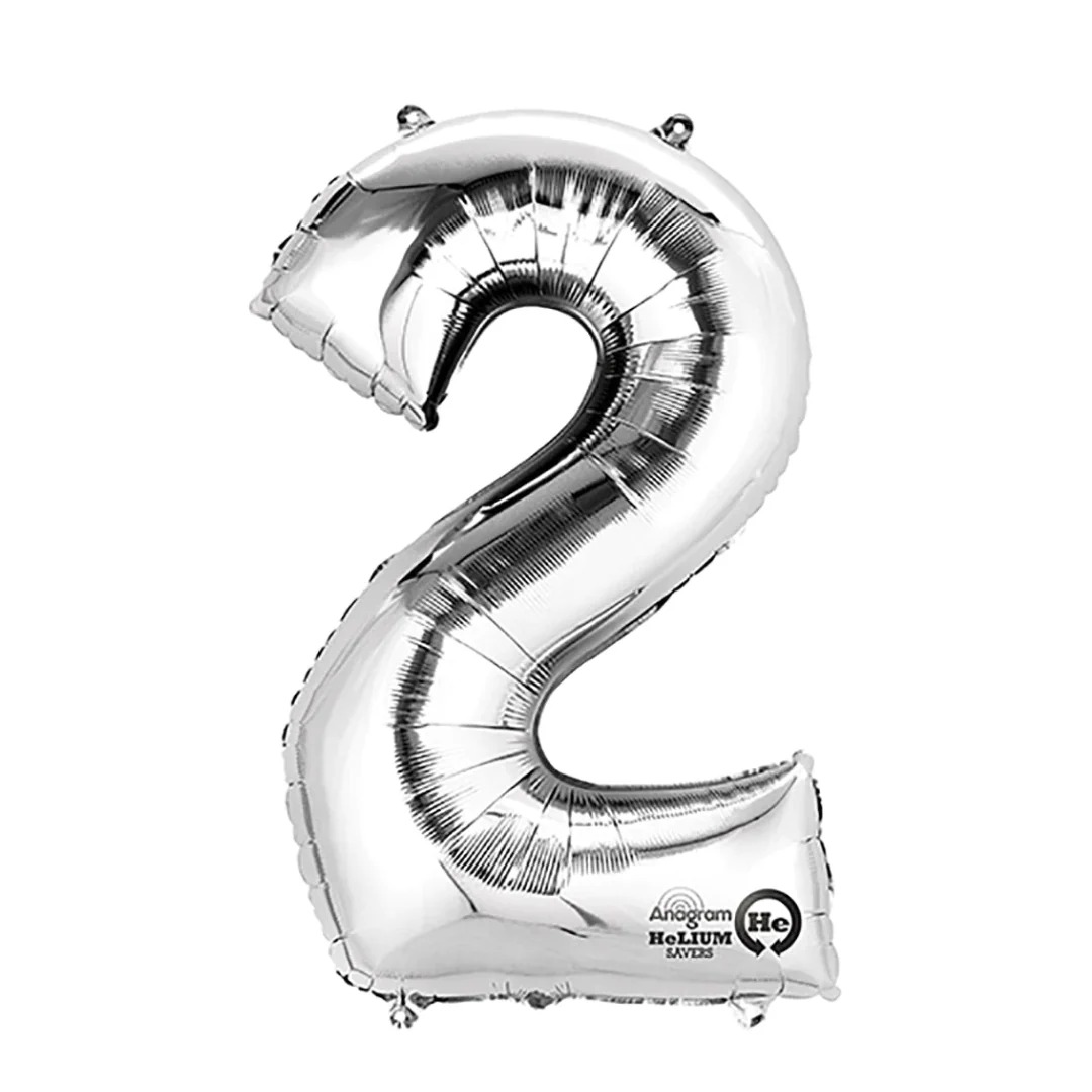 NUMERO 2 DE 34" COLOR PLATA