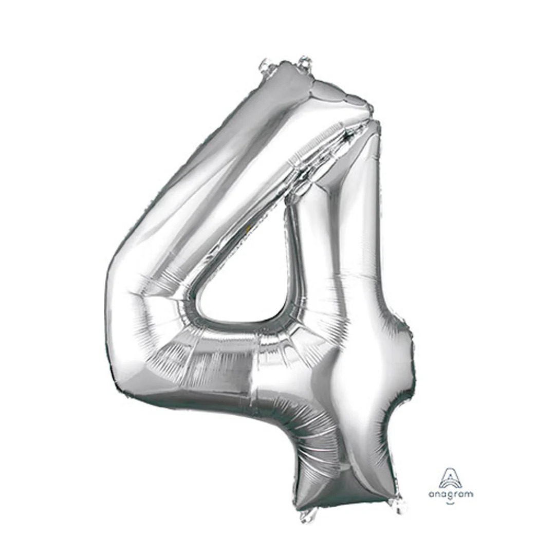 NUMERO 4 DE 34" COLOR PLATA