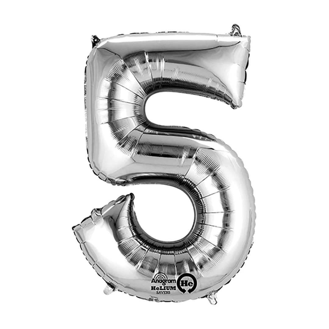 NUMERO 5 DE 34" COLOR PLATA