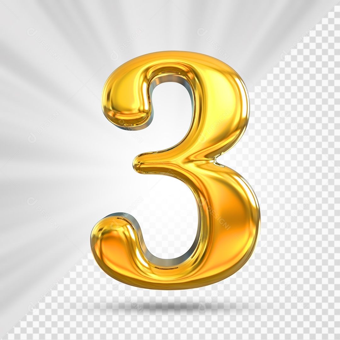 NUMERO 3 DE 34" COLOR DORADO