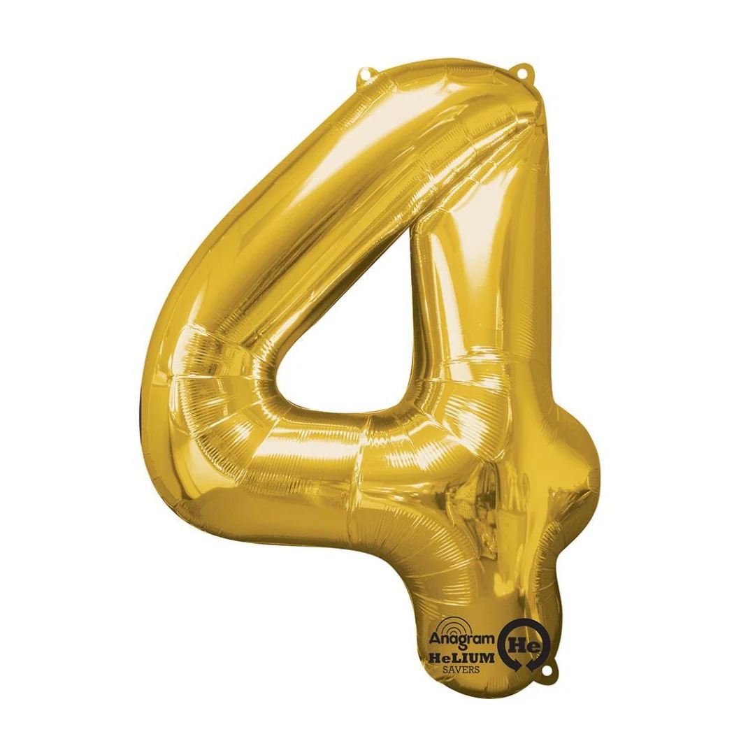 NUMERO 4 DE 34" COLOR DORADO
