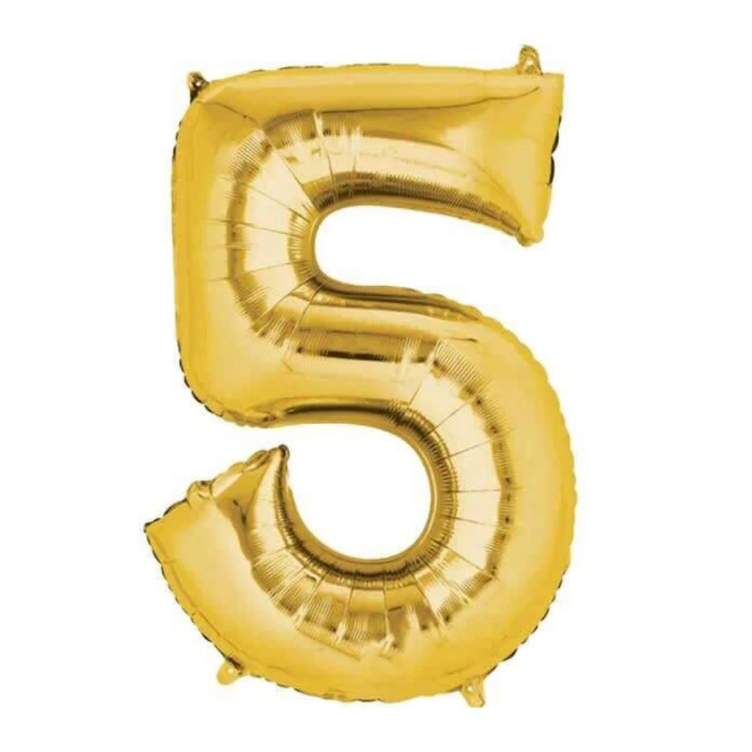 NUMERO 5 DE 34" COLOR DORADO