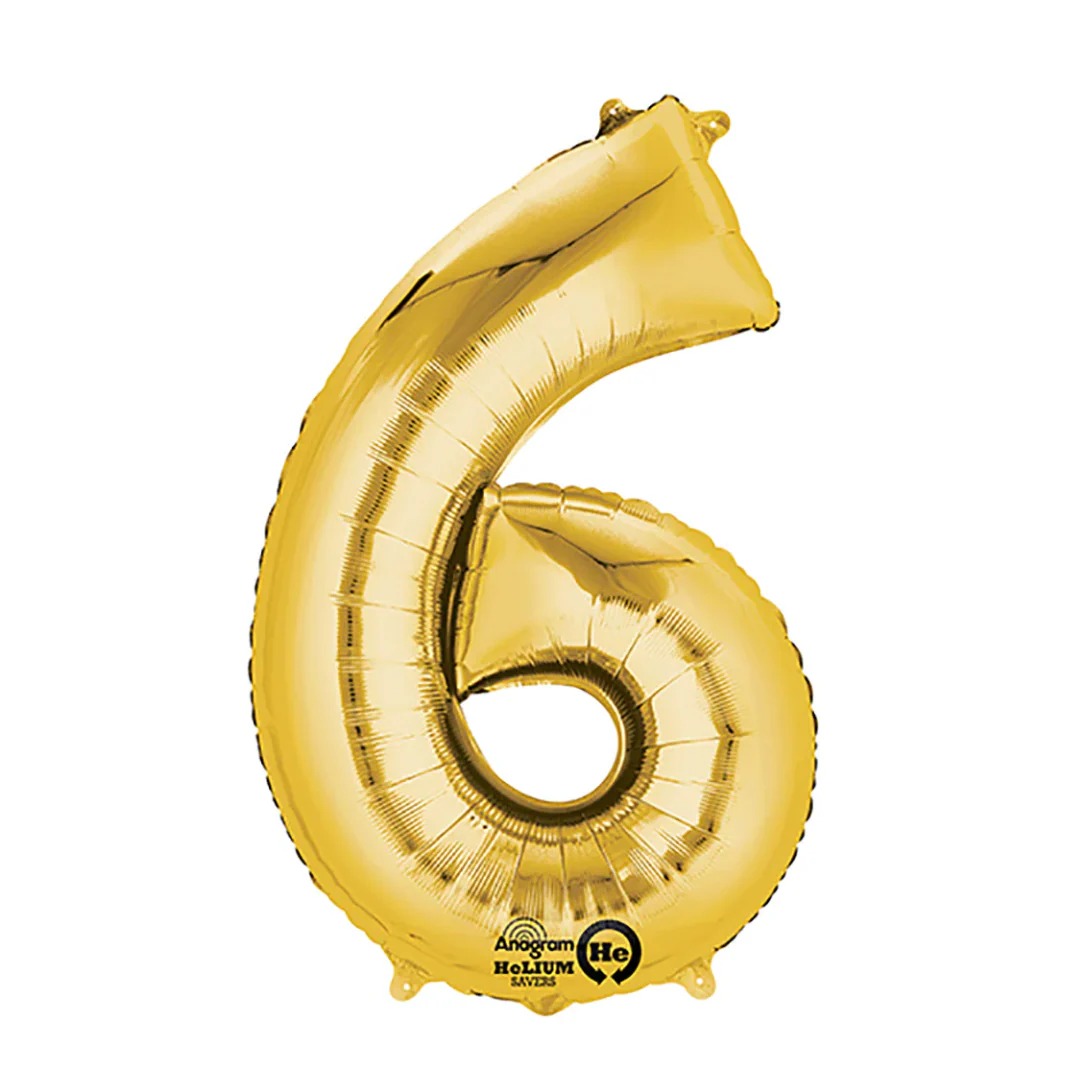 NUMERO 6 DE 34" COLOR DORADO