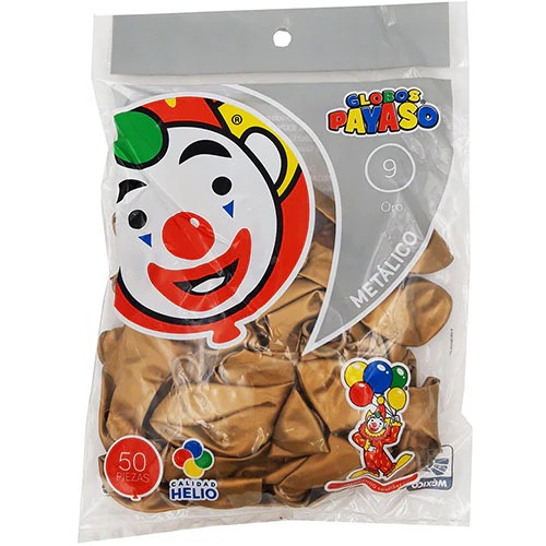 BOLSA GLOBO BOMBITA MET N9 DORADO C/50PZ