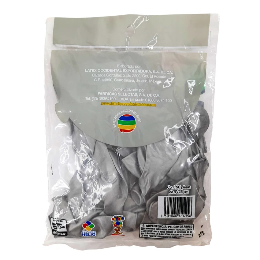 BOLSA GLOBO BOMBITA MET N9 PLATA C/50PZ
