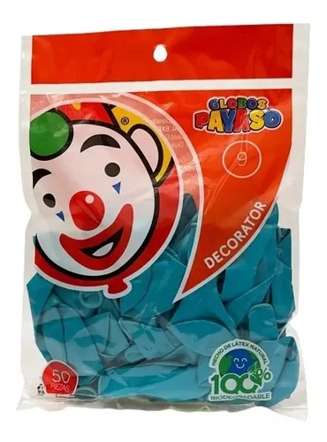GLOBO PAYASO DECOR AZUL PROFUNDO 9 C/50 PZS