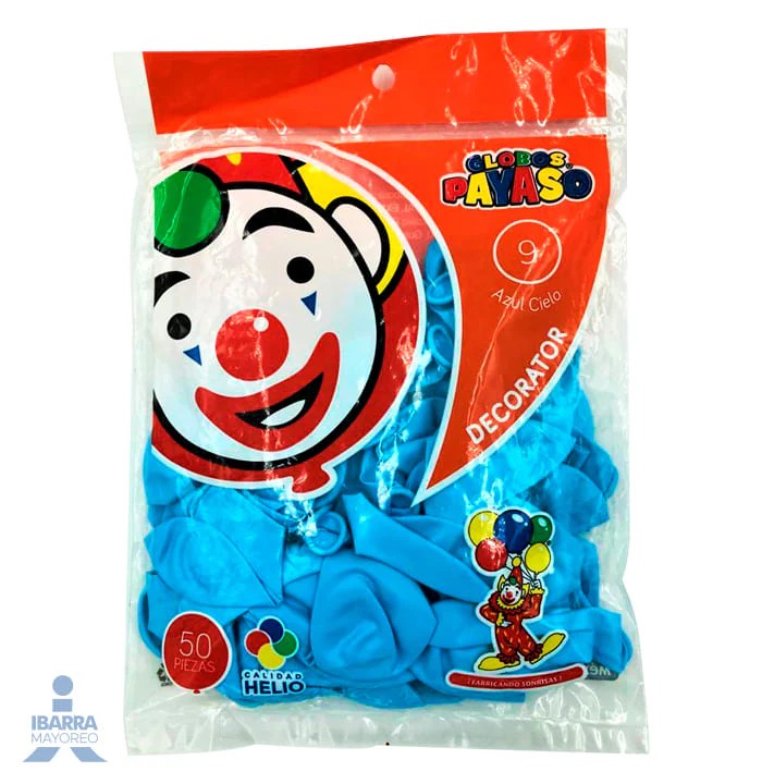 GLOBO PAYASO DECOR AZUL ARTICO 9 C/50 PZS