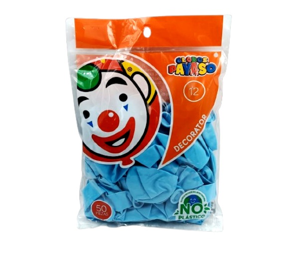GLOBO PAYASO DECOR AZUL ARTICO 12 C/50 PZS