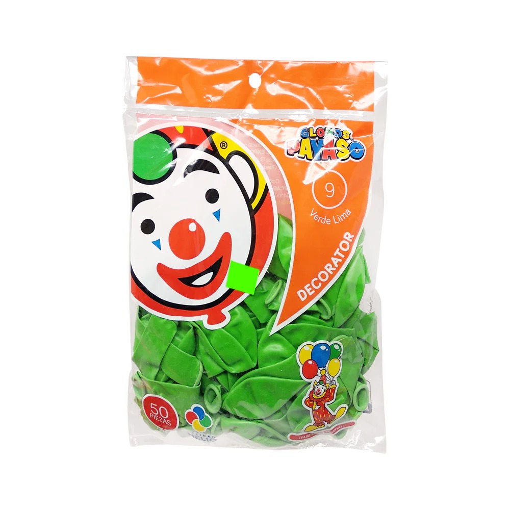 GLOBO PAYASO DECOR VERDE EUCALIPTO 9 C/50 PZS