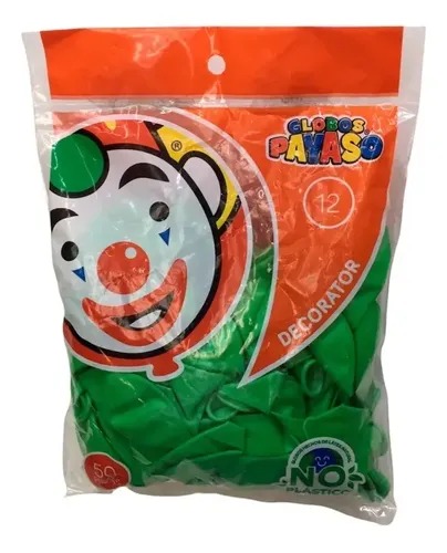 GLOBO PAYASO DECOR VERDE EUCALIPTO 12 C/50 PZS