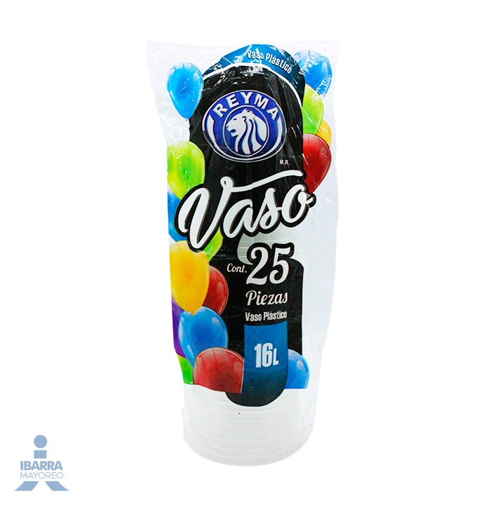 VASO PLASTICO 16A ANCHO REYMA 25 PZAS