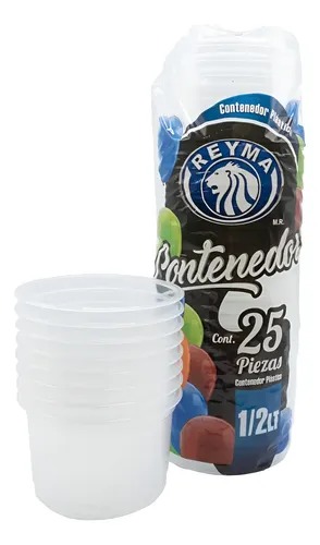 ENVASE DE 1/2 LITRO PLASTICO REYMA 25 PZAS