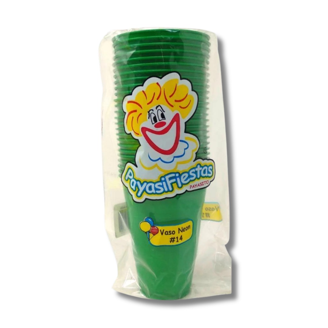 VASO NO. 14  VERDE PAYAFIESTAS C/25 PZAS