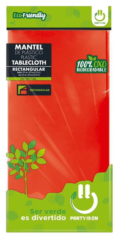 MANTEL RECTANGULAR ROJO PARTY IS ON