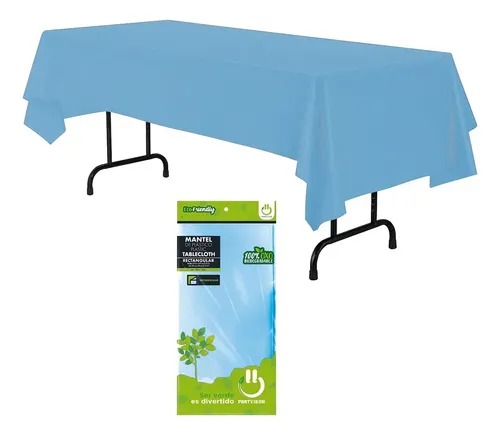 MANTEL RECTANGULAR AZUL CIELO PARTY IS ON