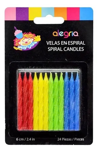 VELA ESPIRAL GLITTER MIX C/24 PZS