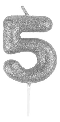 VELA DE NUMERO PLATEADA 5 170581