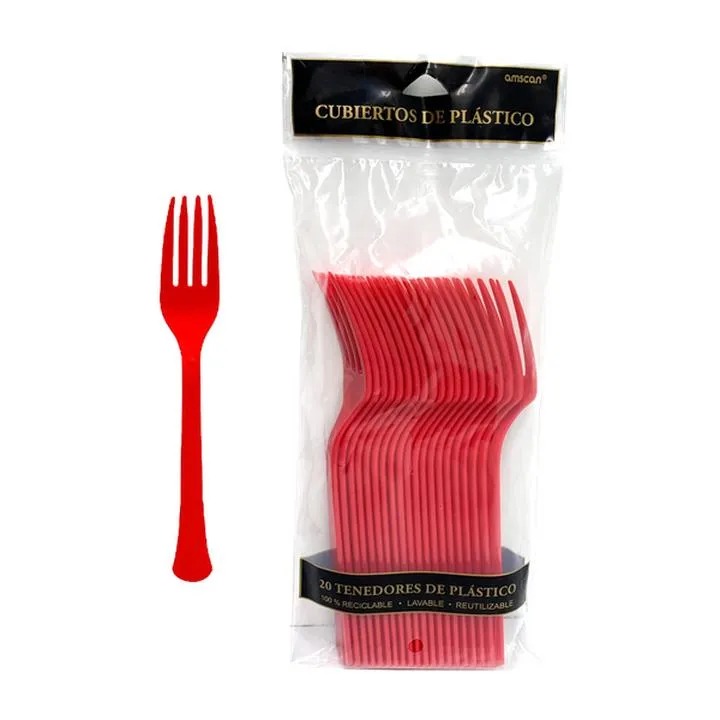 TENEDOR GRANMARK COLOR ROJO C/20 PZAS