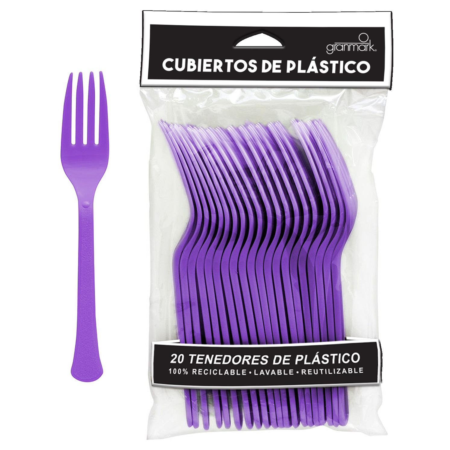 TENEDOR GRANMARK COLOR MORADO C/20 PZAS